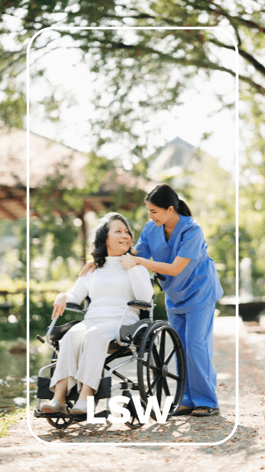 LSW Care Support Worker with Service User in a wheelchair