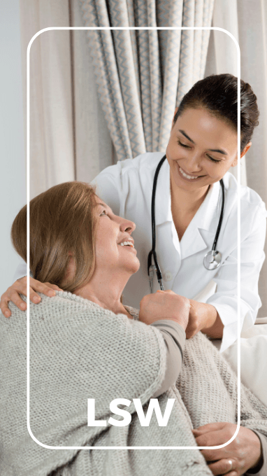 LSW Care Support Worker with Service User in a chair